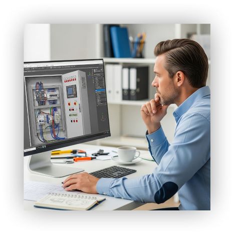 designer creating plan for control panels system designer creating plan for control panels system