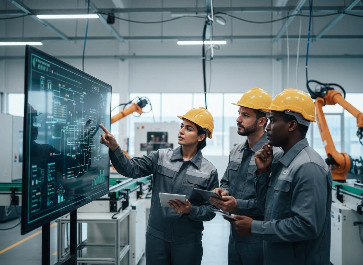 Engineers Analyzing Digital Factory Management System