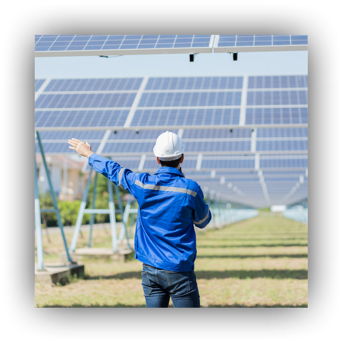 pointing at solar panels 