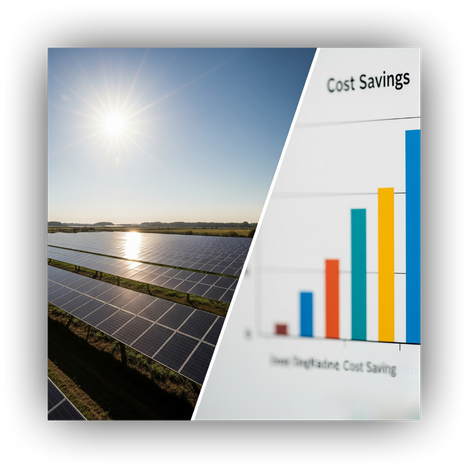 Visual representation of a facility benefiting from solar energy savings