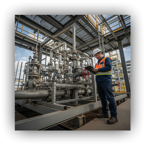 Engineer reviewing measurement equipment