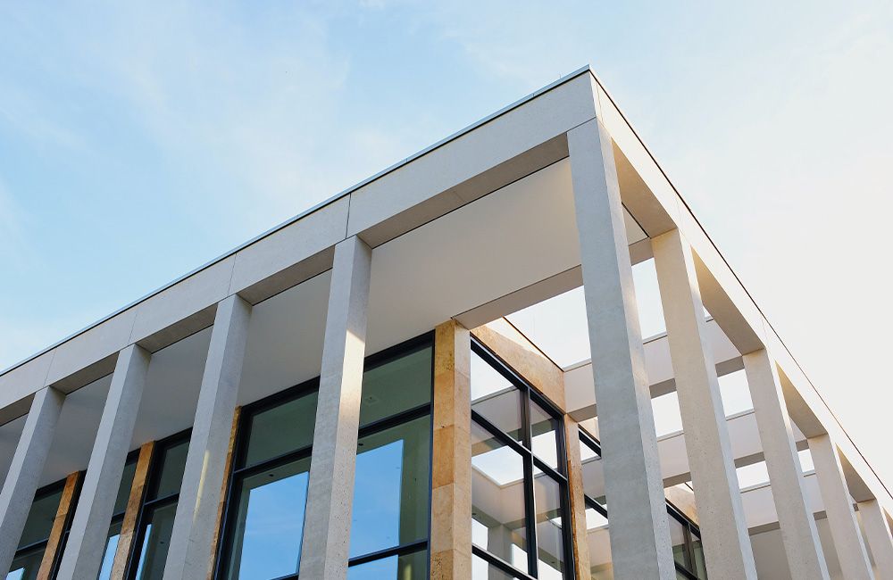 commercial building from below