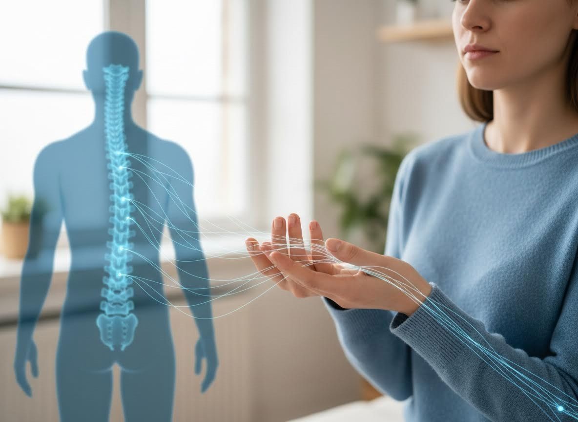 Neural Pathways Connecting Spine to Hands