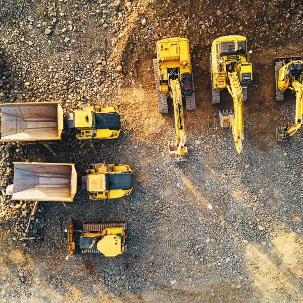 aerial view of heavy machinery