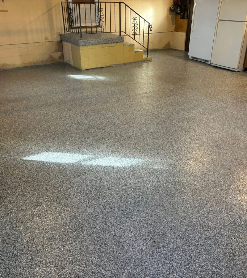 Garage with an epoxy floor coating