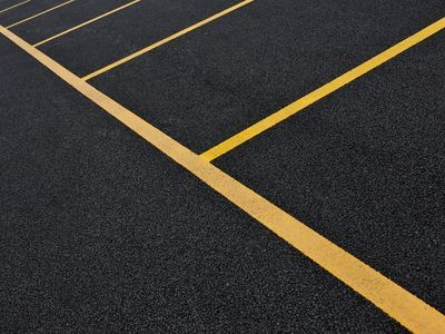 Freshly painted parking lot lines