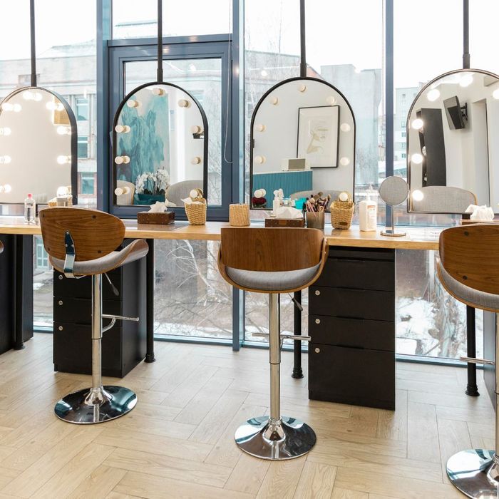 Hair salon chairs and mirrors