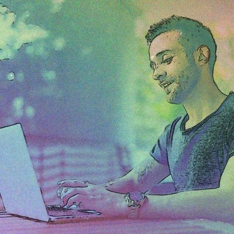 man using the computer