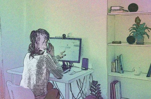 woman on computer