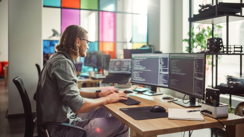 man using the computer