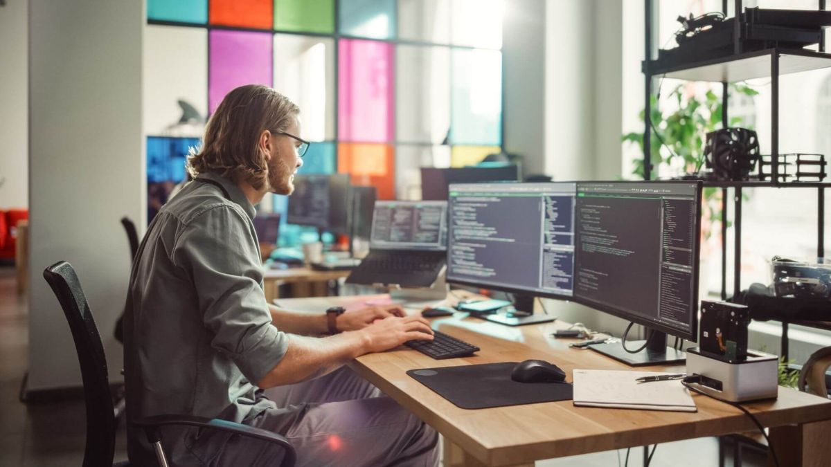 man using the computer