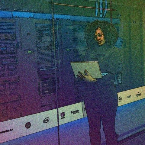 woman on computer