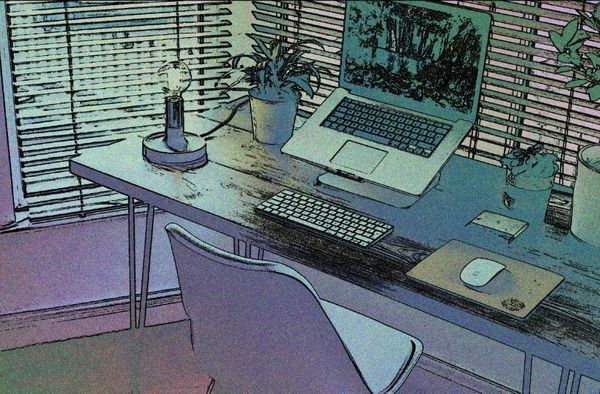 a computer desk setup