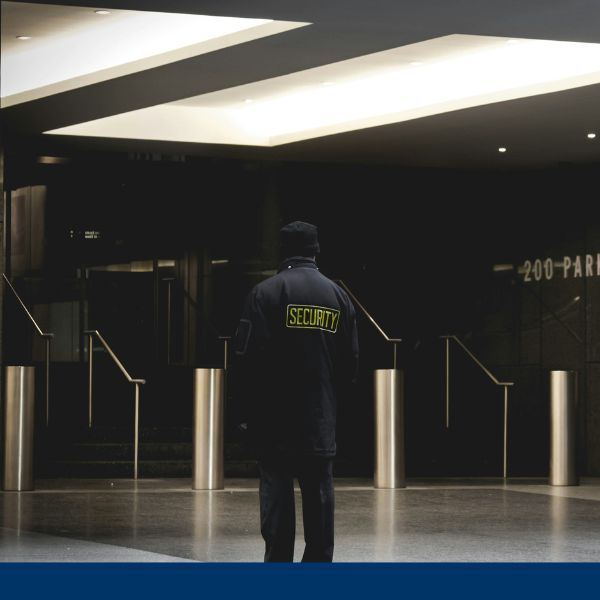 Security guard outside of a business office