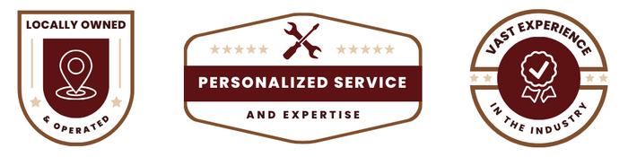Badge 1: Locally Owned and Operated   Badge 2: Where Expertise Meets Personalized Service for Your Dream Home  Badge 3: Vast Experience in the industry 