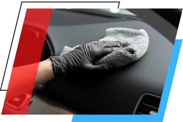 wiping down a dashboard