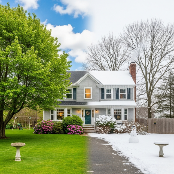beautiful home comfortable in both the summer sun and winter snow
