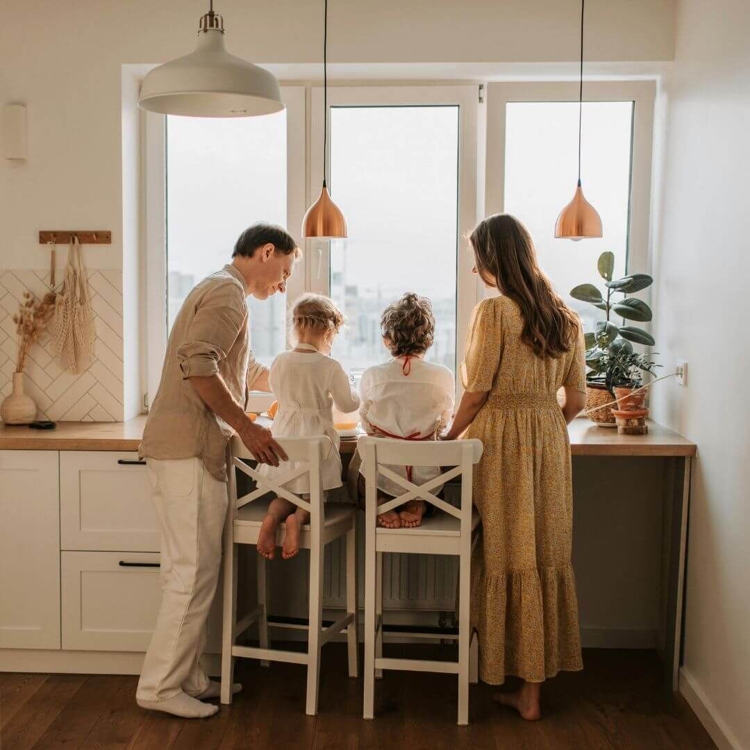 family in their cozy, warm home family in their cozy, warm home