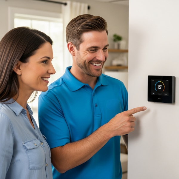 friendly technician and a satisfied homeowner