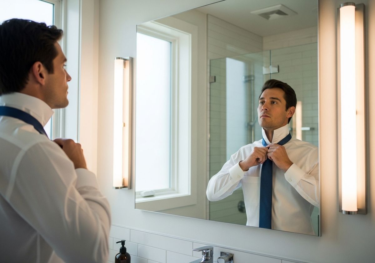 a person getting ready for work