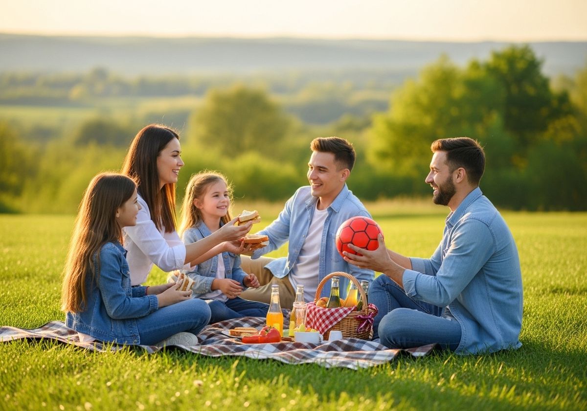 a family having a picnic outside