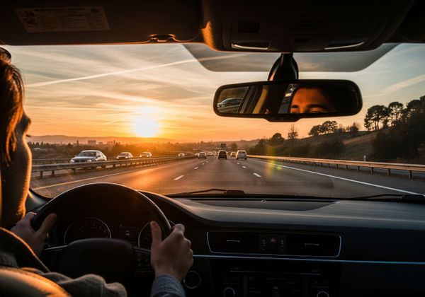 person driving on a highway 