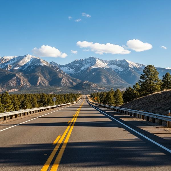Open Colorado highway with mountains in the background