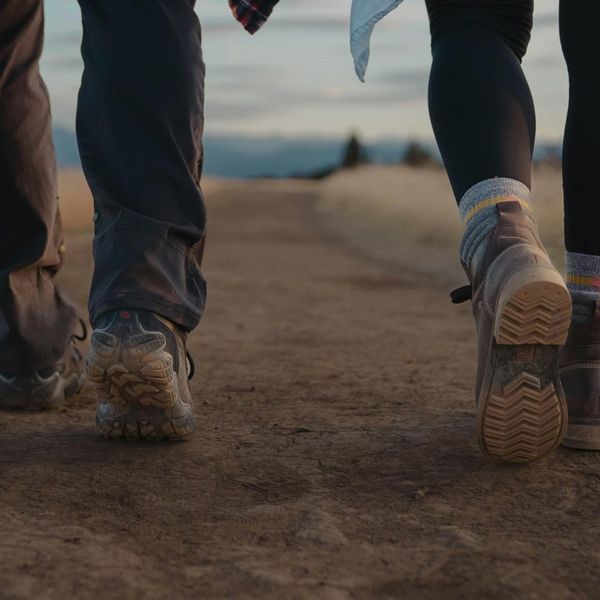 people walking on a trail people walking on a trail