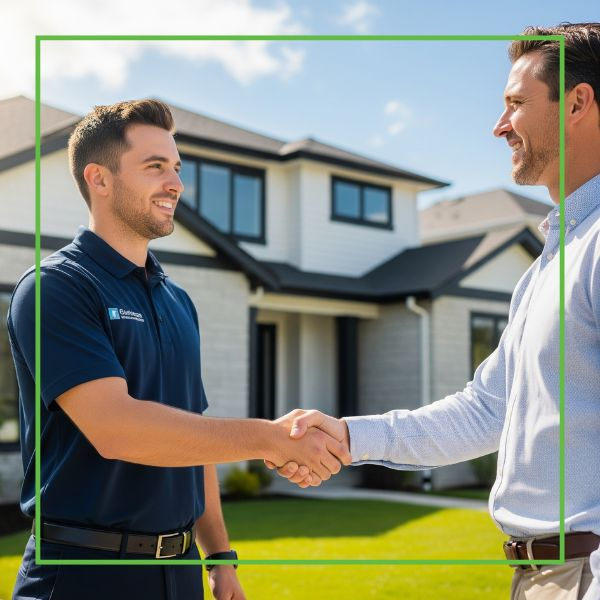Shaking hands with home owner