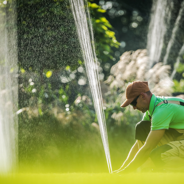 Person working on sprinkler system