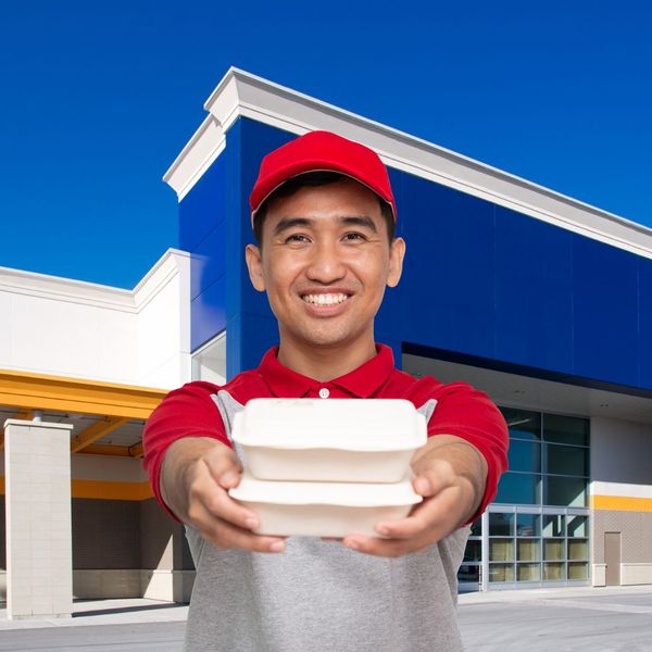 food service worker outside of superstore