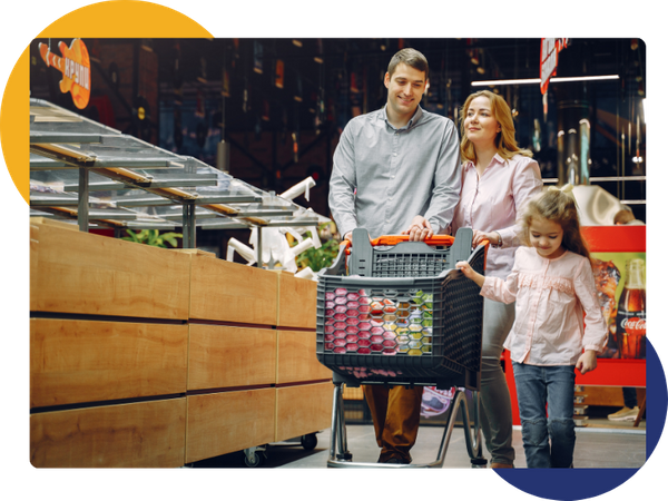 Family of three shopping