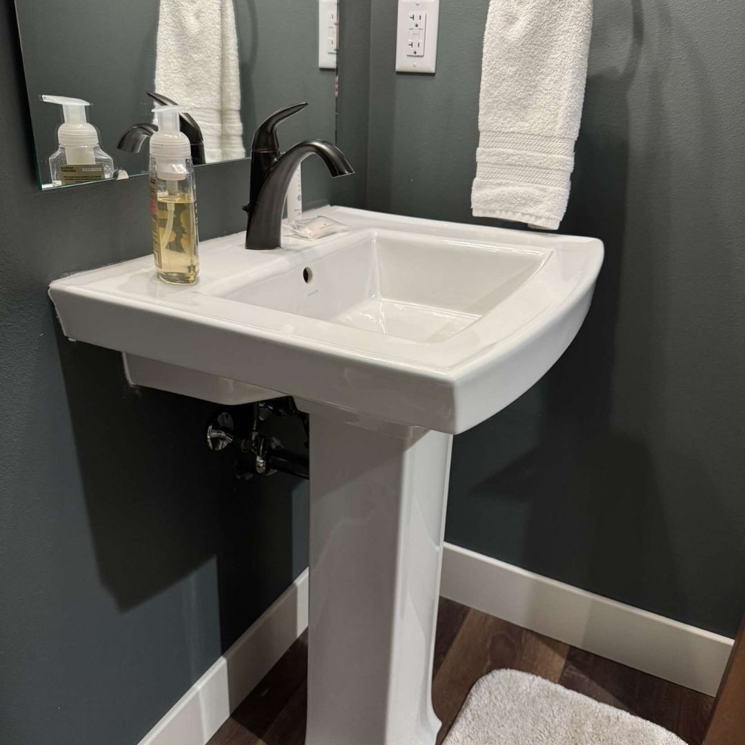 Renovated residential bathroom sink Renovated residential bathroom sink