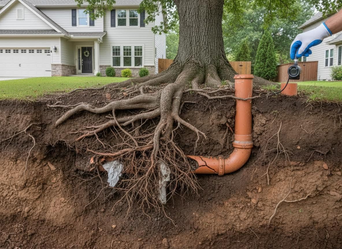 Tree Roots Damaging Underground Drain Pipe