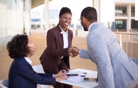 customer shaking hands