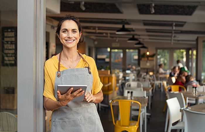 small business owner using a tablet