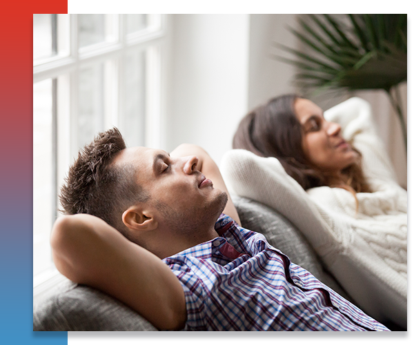 people relaxing in their home