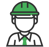 Icon of a worker wearing a hard hat