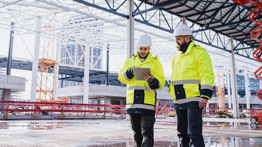 Construction workers on a job