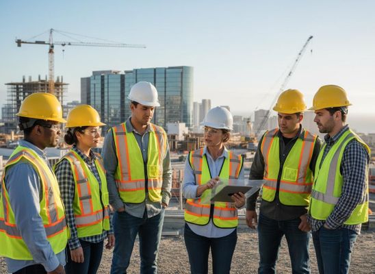 Construction Project Team Discussion
