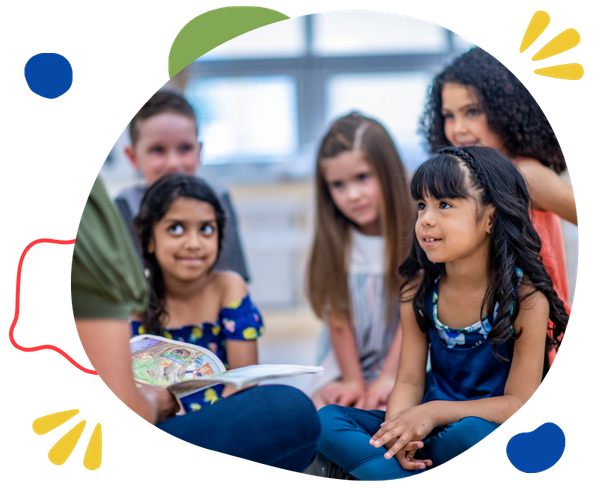 Image of kids sitting and listening to a story