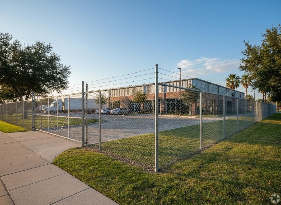 chain link fence around a business