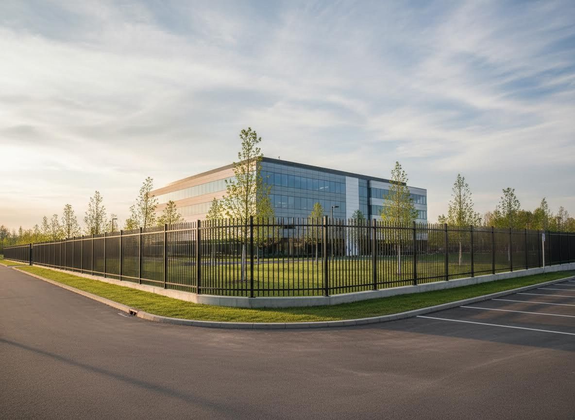 fence around a commercial building