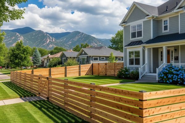 low wooden fence around front yard of Denver home 