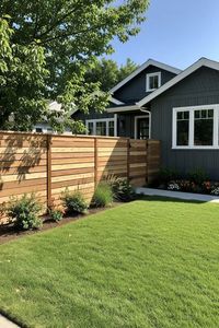 horizontal slat cedar wood fence 
