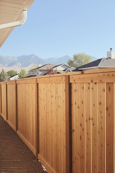 wooden privacy fence beside house