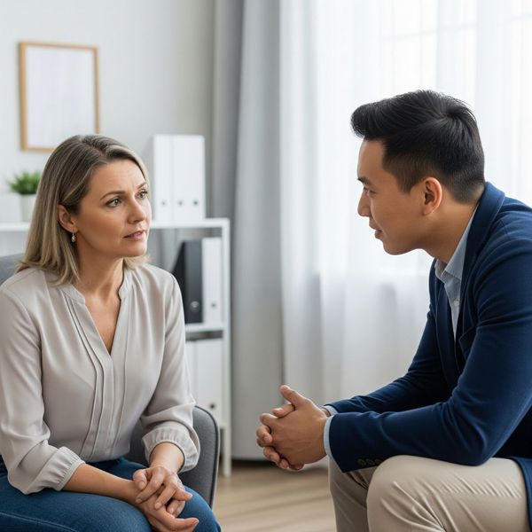 Parent and teacher talking. Parent and teacher talking.