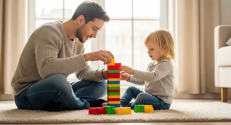 Father and child playing. 