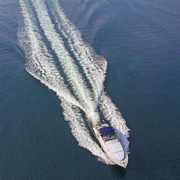 boat speeding through water