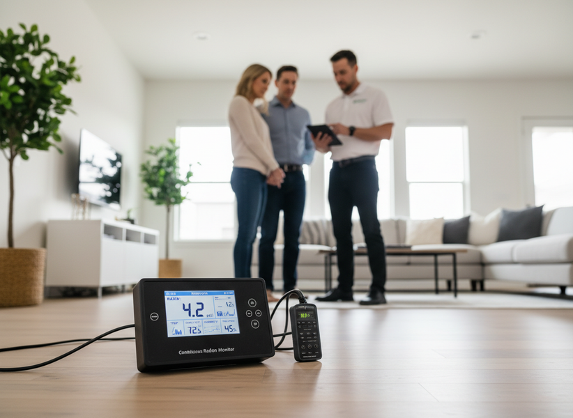 Continuous Radon Monitor showing results in a modern home